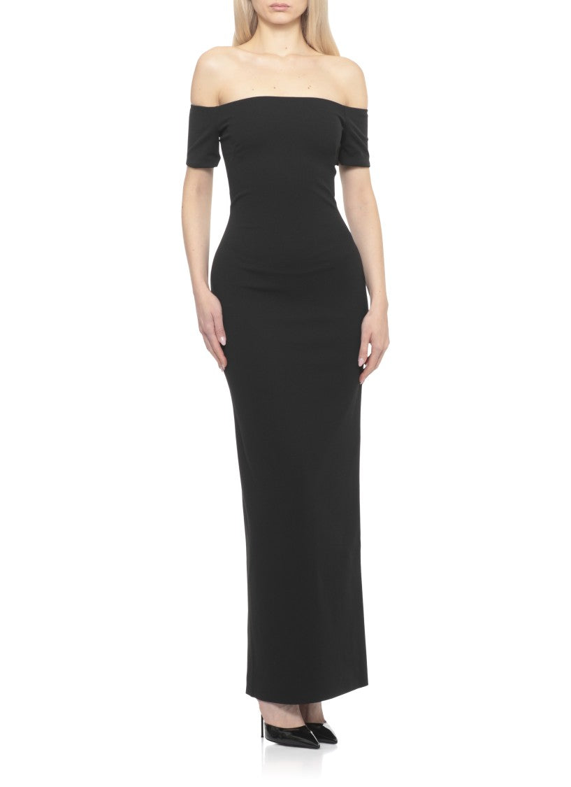 Solace London Nile Maxi Dress With Straight Neckline And Short Sleeves