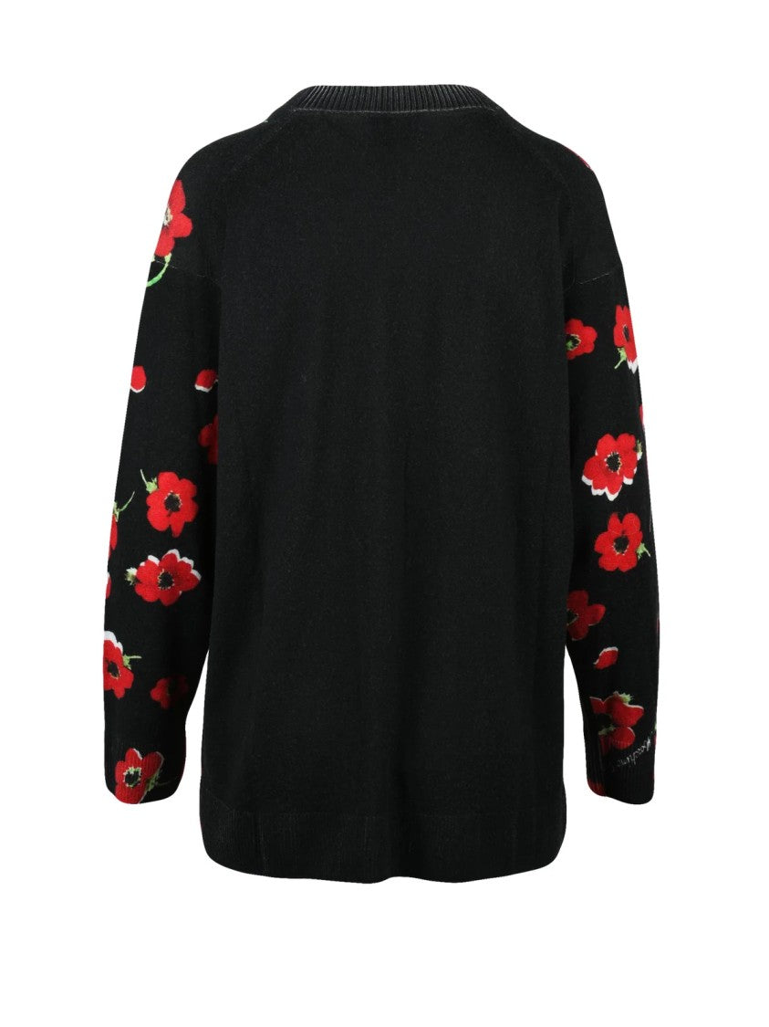 Mo5ch1no Jeans Black-Red Virgin Wool Zip Cardigan