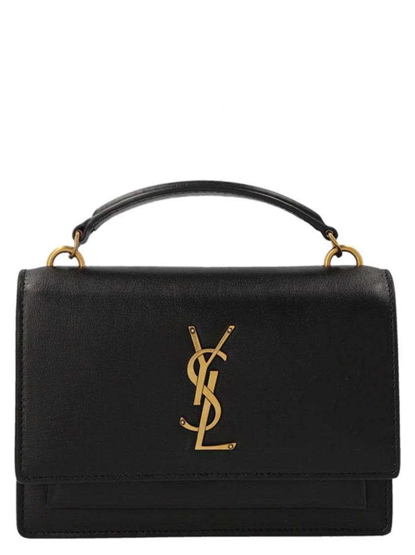 Saint Laurent Rectangular Black Leather Handbag With Chain Strap