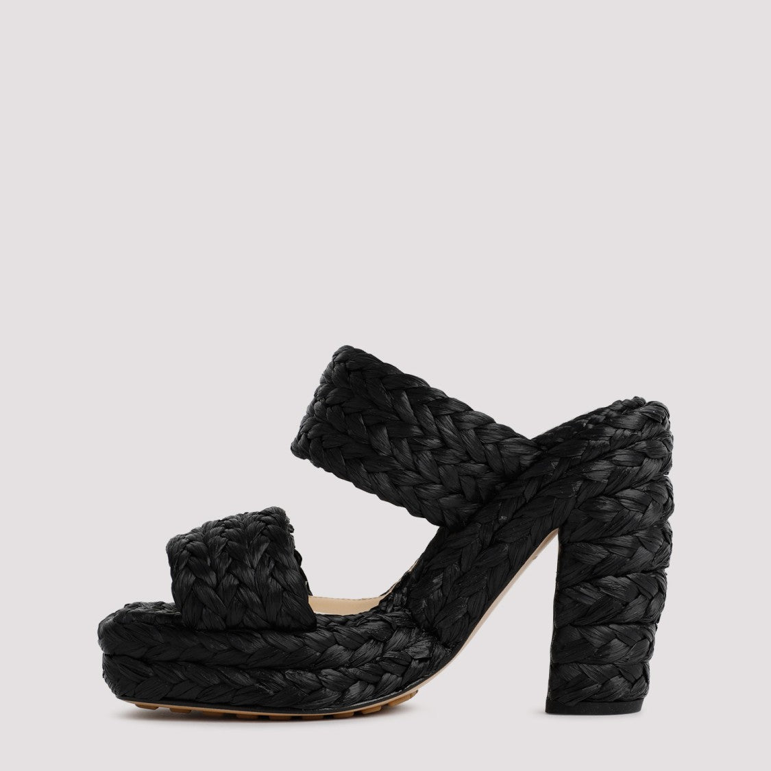 Bottega Veneta Black Raffia Sandals
