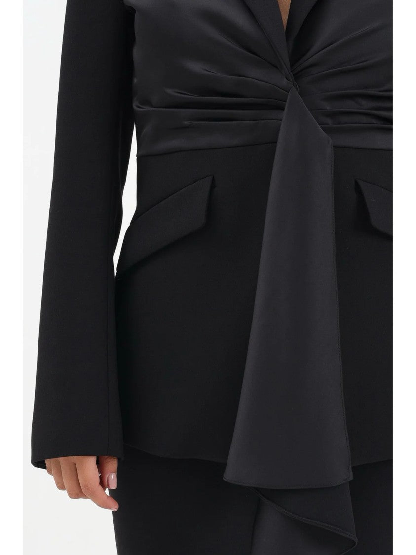 Patrizia Pepe Black Polyester-Blend Fitted Blazer