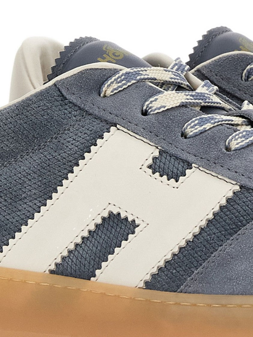 Hogan Blue Silk And Nylon Star Sneakers