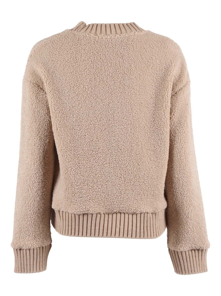 Ballantyne Ribbed Crew Neck Sweater In Smooth Polyester Finish