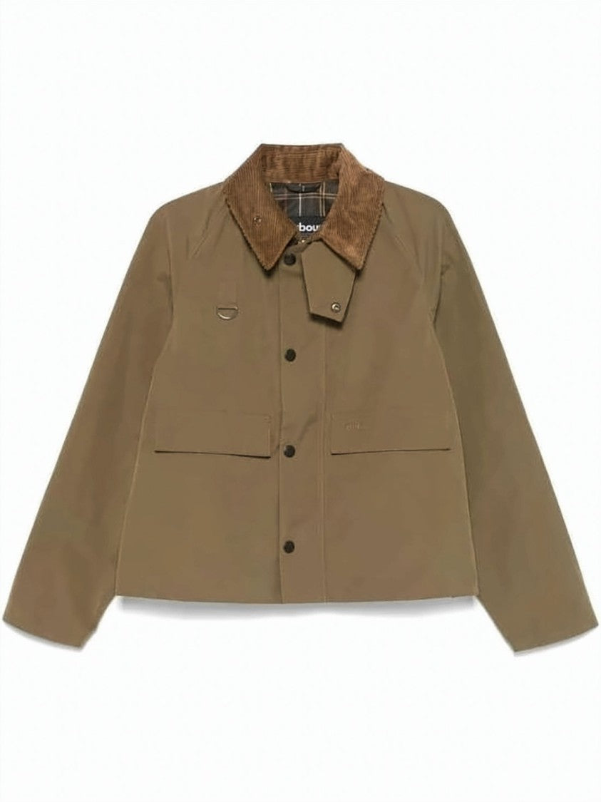 Barbour Cropped Casual Jacket With Textured Corduroy Collar
