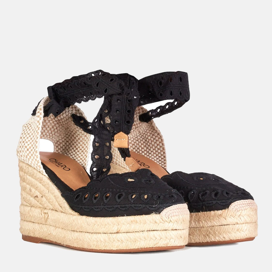 Charo Ruiz Ibiza Woven Platform Flats With Scalloped Edges