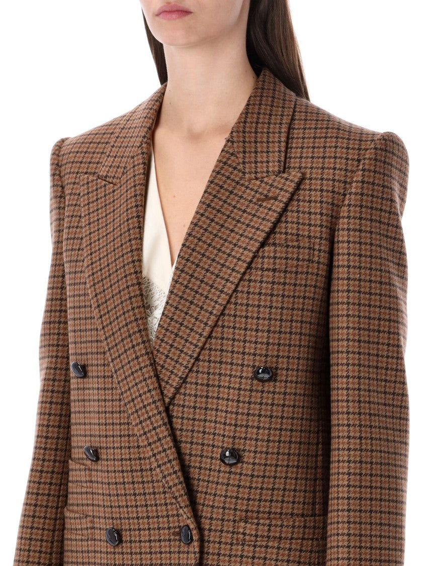 Chloé Double-Breasted Houndstooth Wool Blazer
