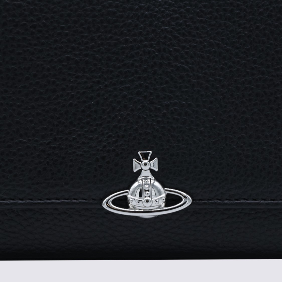 Vivienne Westwood Rectangular Black Pebbled Leather Bag With Silver Chain Strap