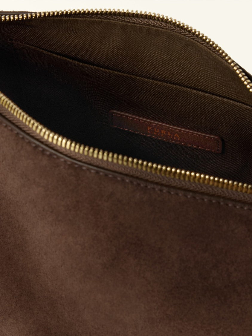 Furla Dark Brown Debby Mini Suede Bag