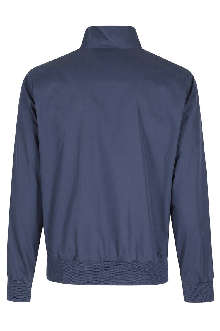 People Of Shibuya Navy Blue Shibuya Jacket With Crew Neck And Elastic Knit Details