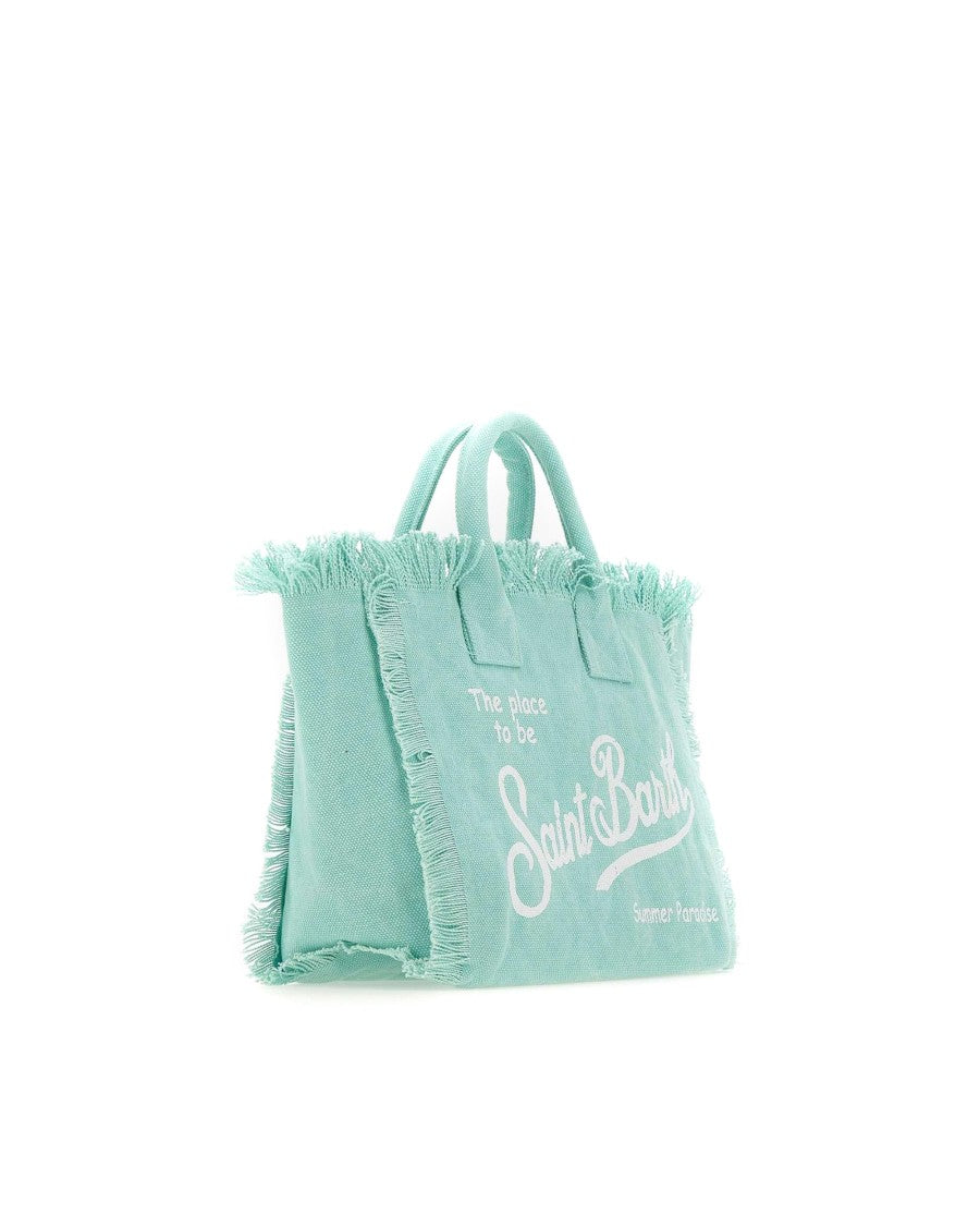 Mc2 Saint Barth Medium Cotton Canvas Tote Bag In Water Green
