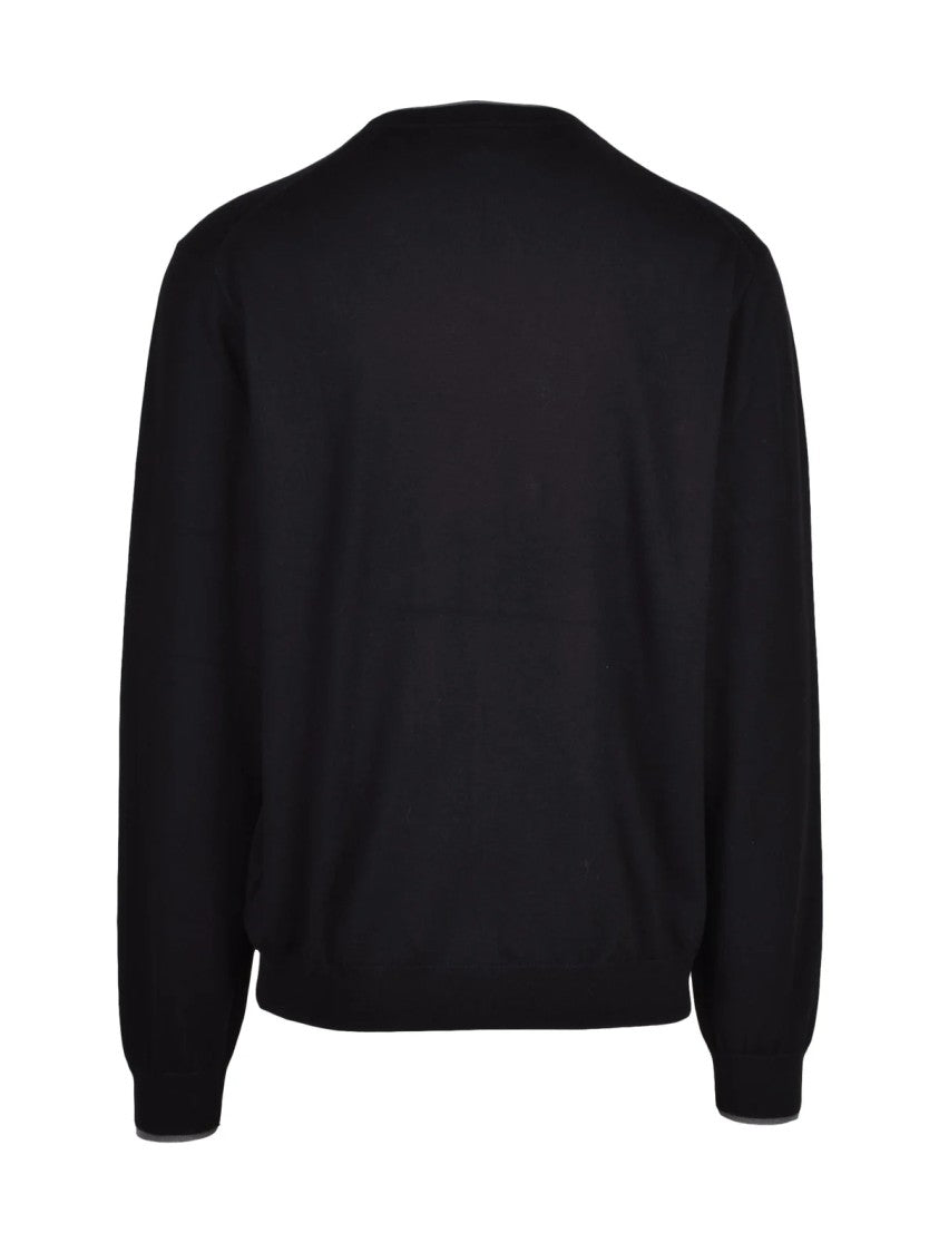 Sun68 Black Merino Wool-Blend Crewneck Pullover