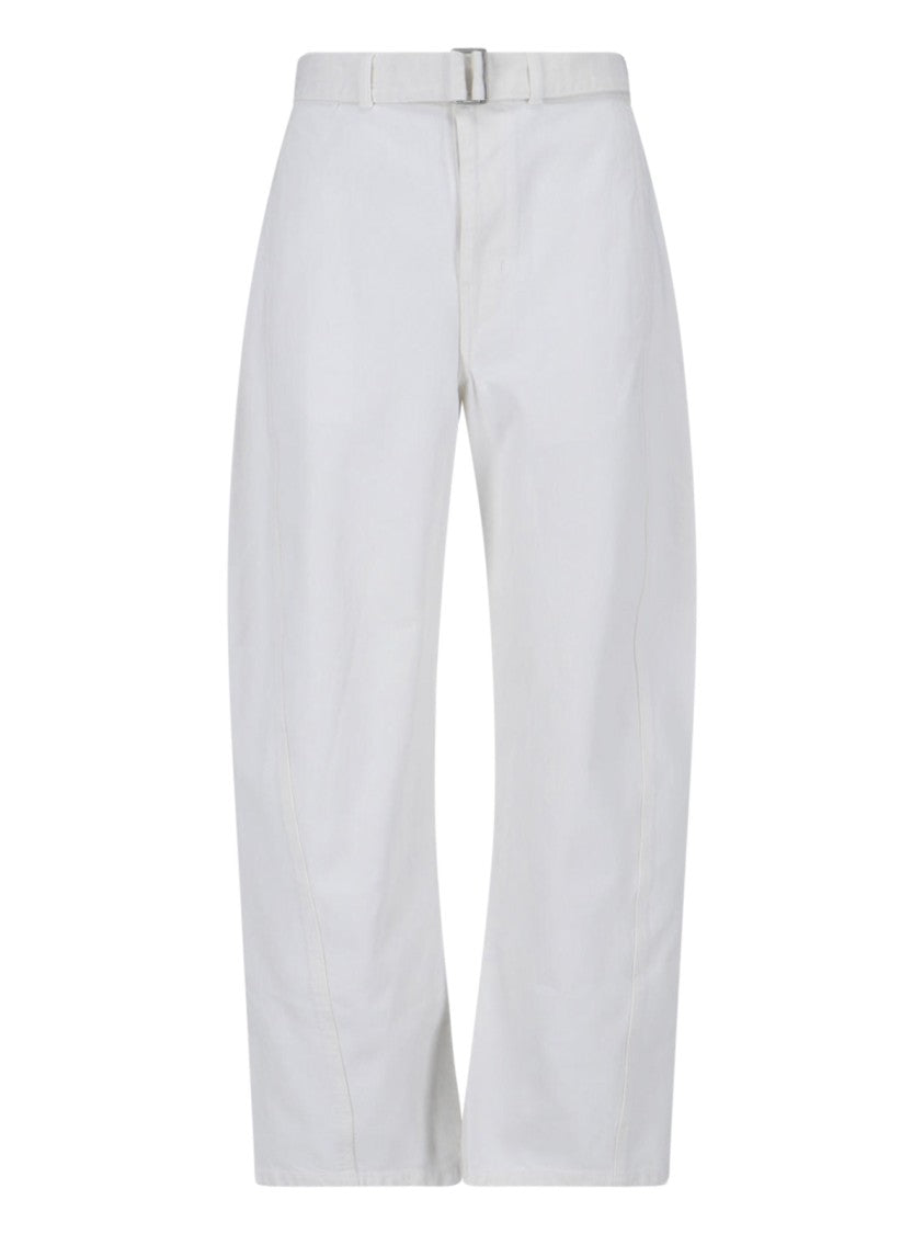 Lemaire White Twisted Cotton Curved Trousers