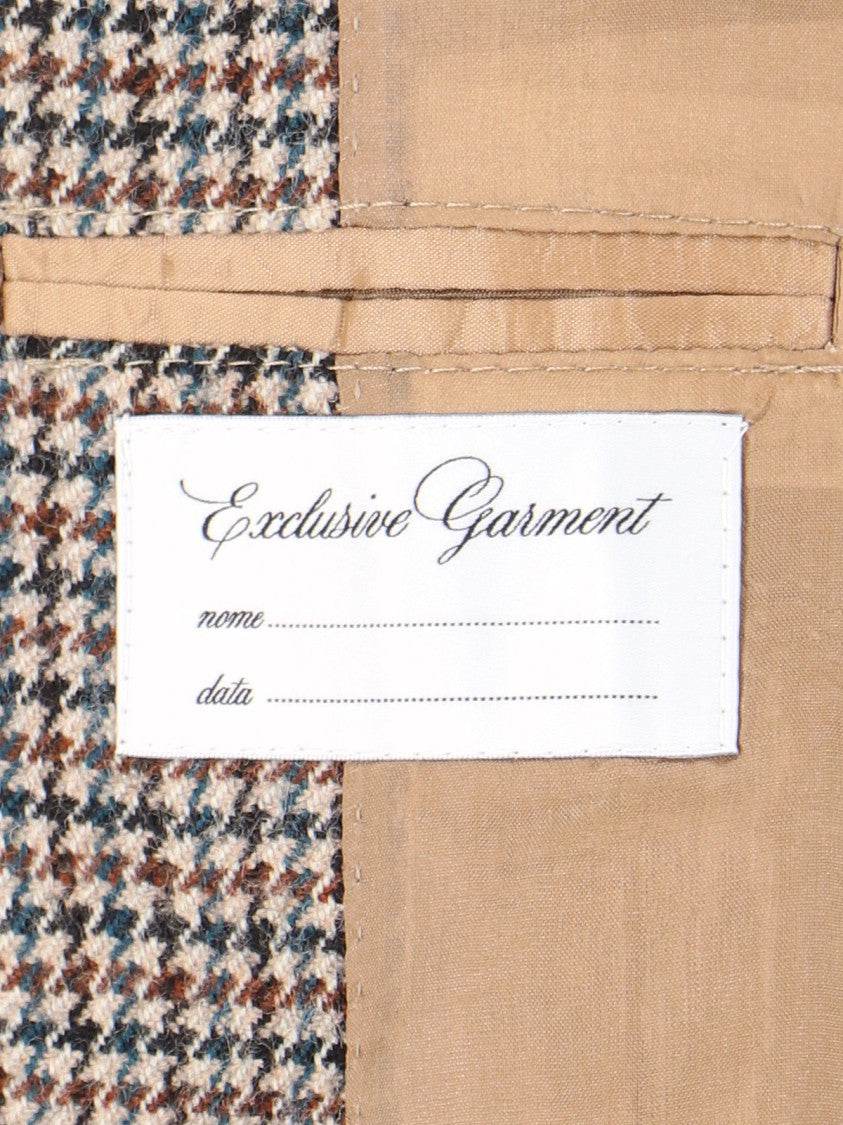 Tagliatore Brown Houndstooth Blazer