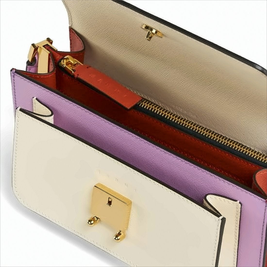 Marni Structured Purple Leather Crossbody Bag With Adjustable Strap