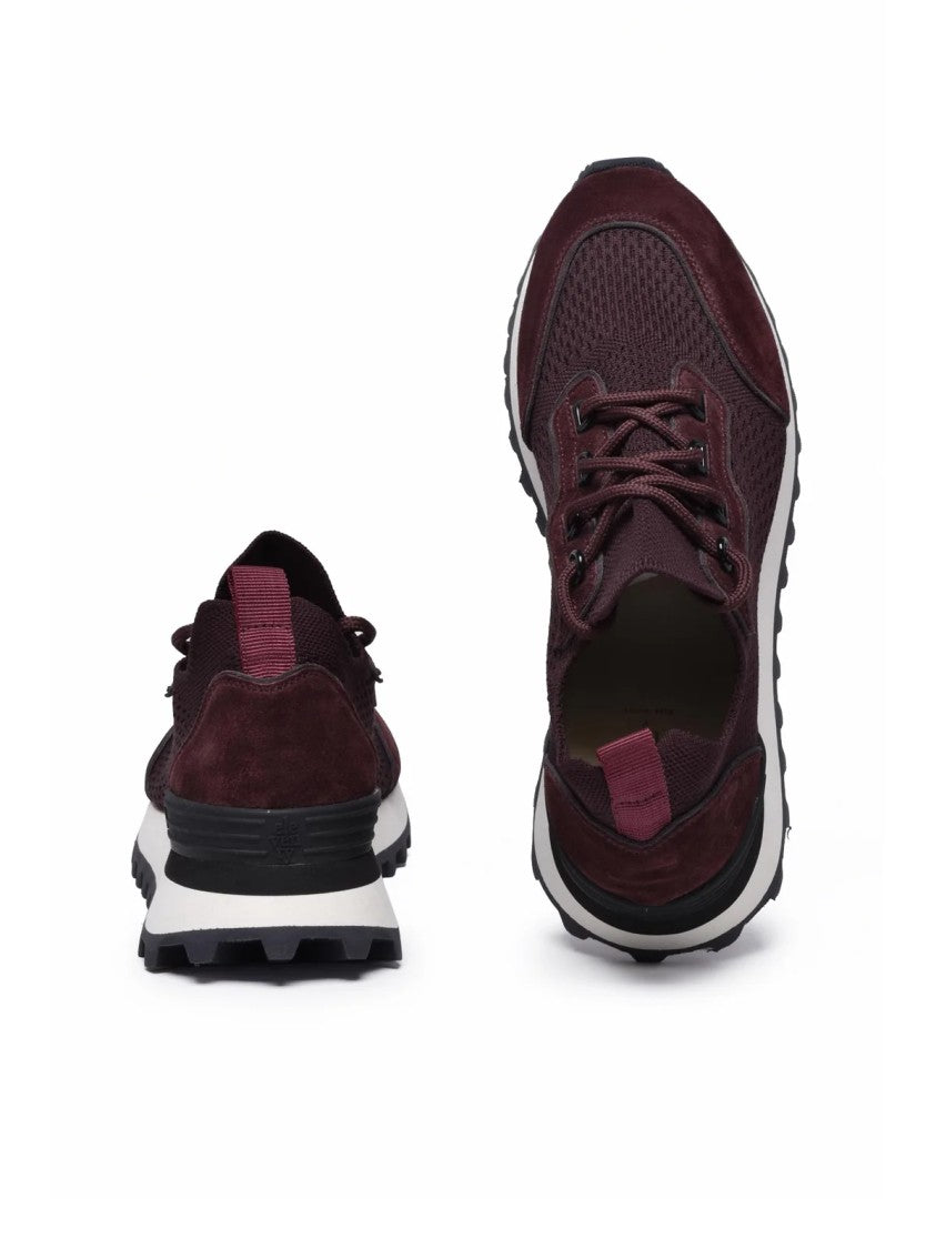 Eleventy Red Stretch Upper Suede-Blend Sneakers