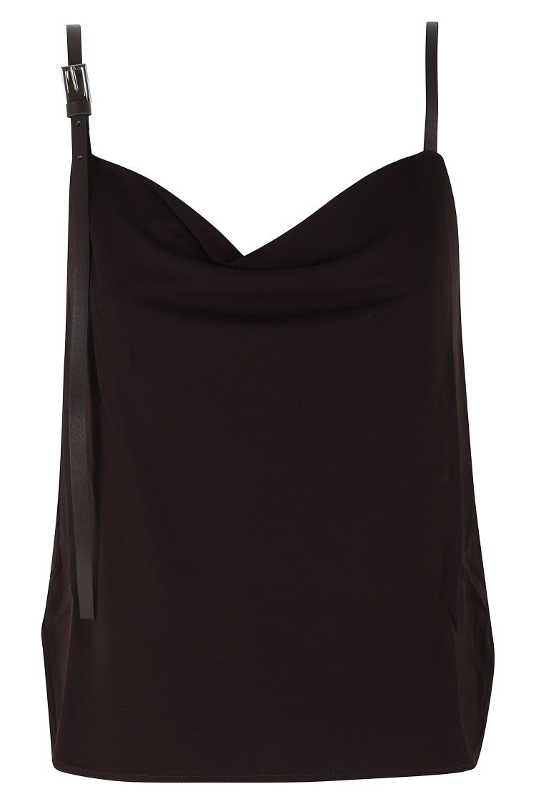 Semi Couture Dark Brown Kayly Hooded Sleeveless Viscose Top