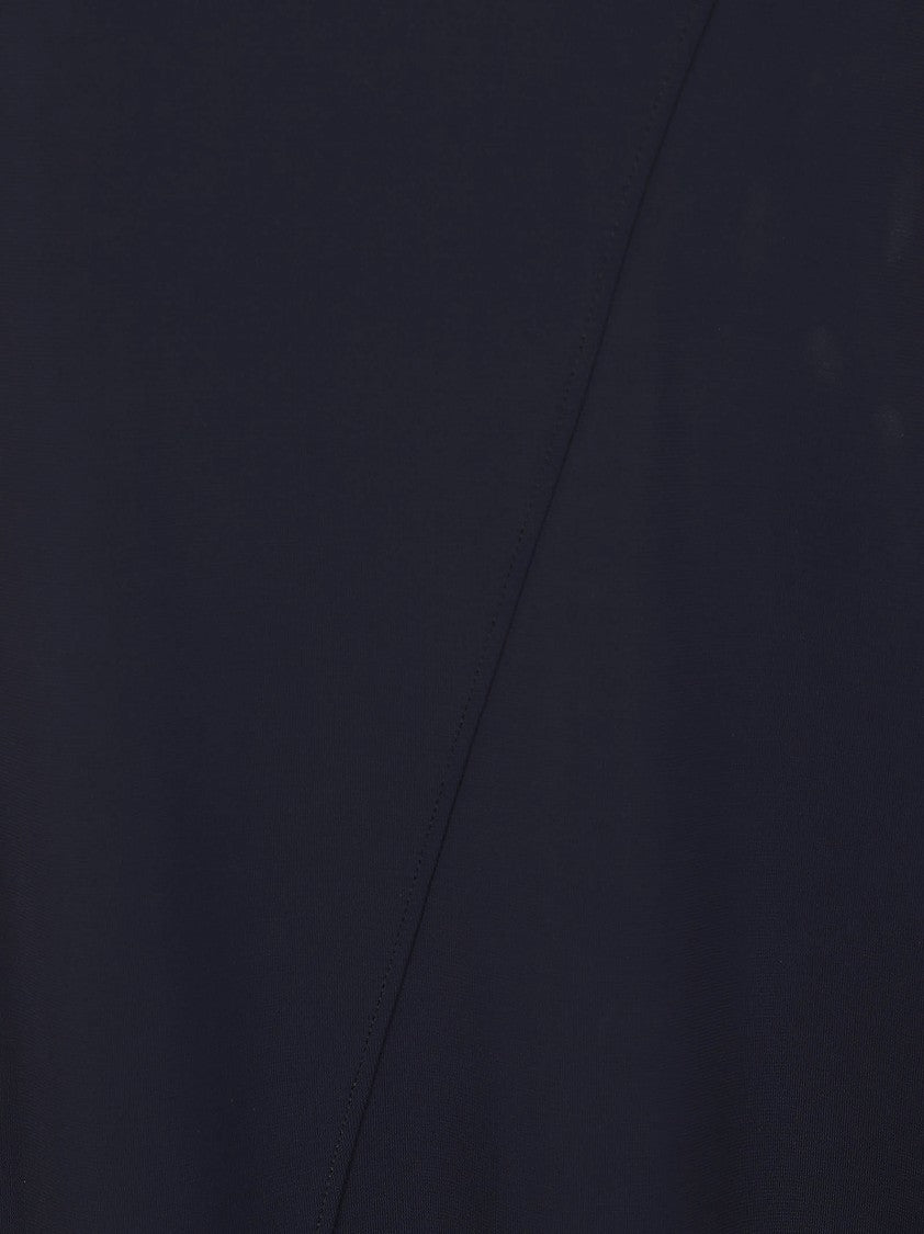 Max Mara Diagonal Inlay Long Dress In Soft Stretch Viscose Crepe