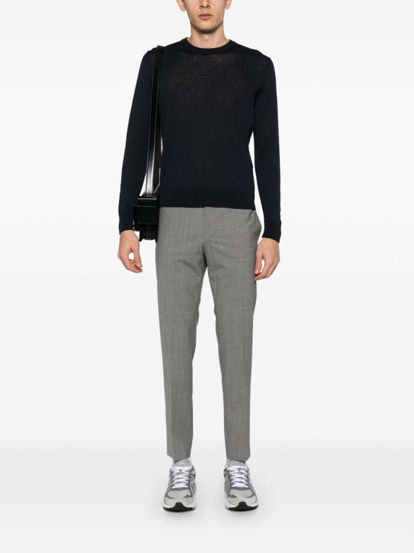 Pt Torino Cropped Slim Fit Dark Grey Tailored Trousers With Concealed Fastening