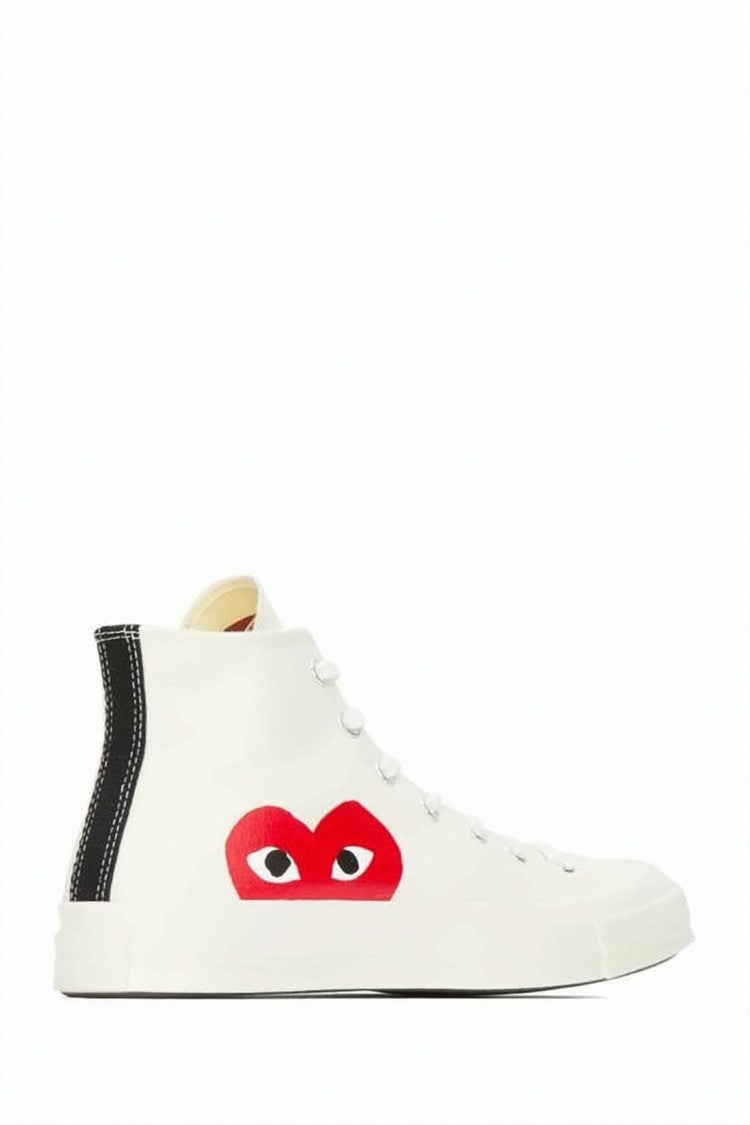 Comme Des Garçons High-Top Canvas Sneakers With Distinctive Heart Graphic