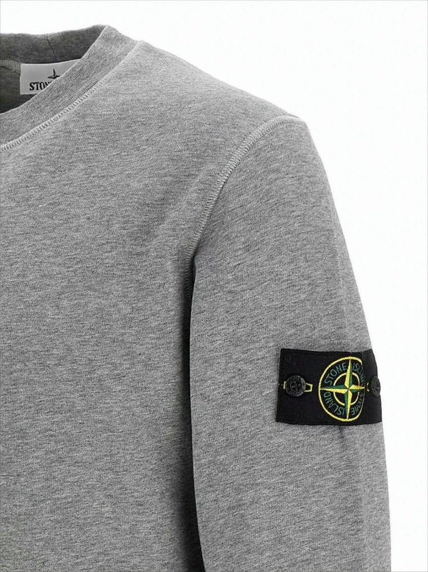 Stone Island Long-Sleeve Grey Sweatshirt With Compass Logo Patch