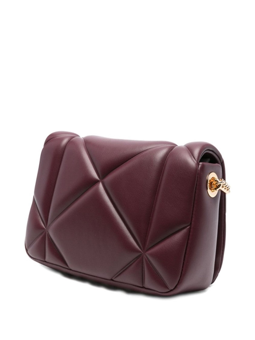 Love Moschino Bordeaux Quilted Shoulder Bag With Gold Emblem