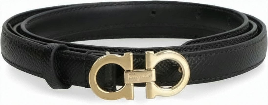 Salvatore Ferragamo Narrow Textured Calf Leather Belt