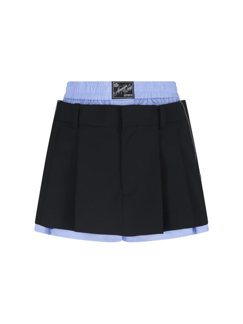 Alexander Wang Light Blue Pleated Front Zipper Shorts