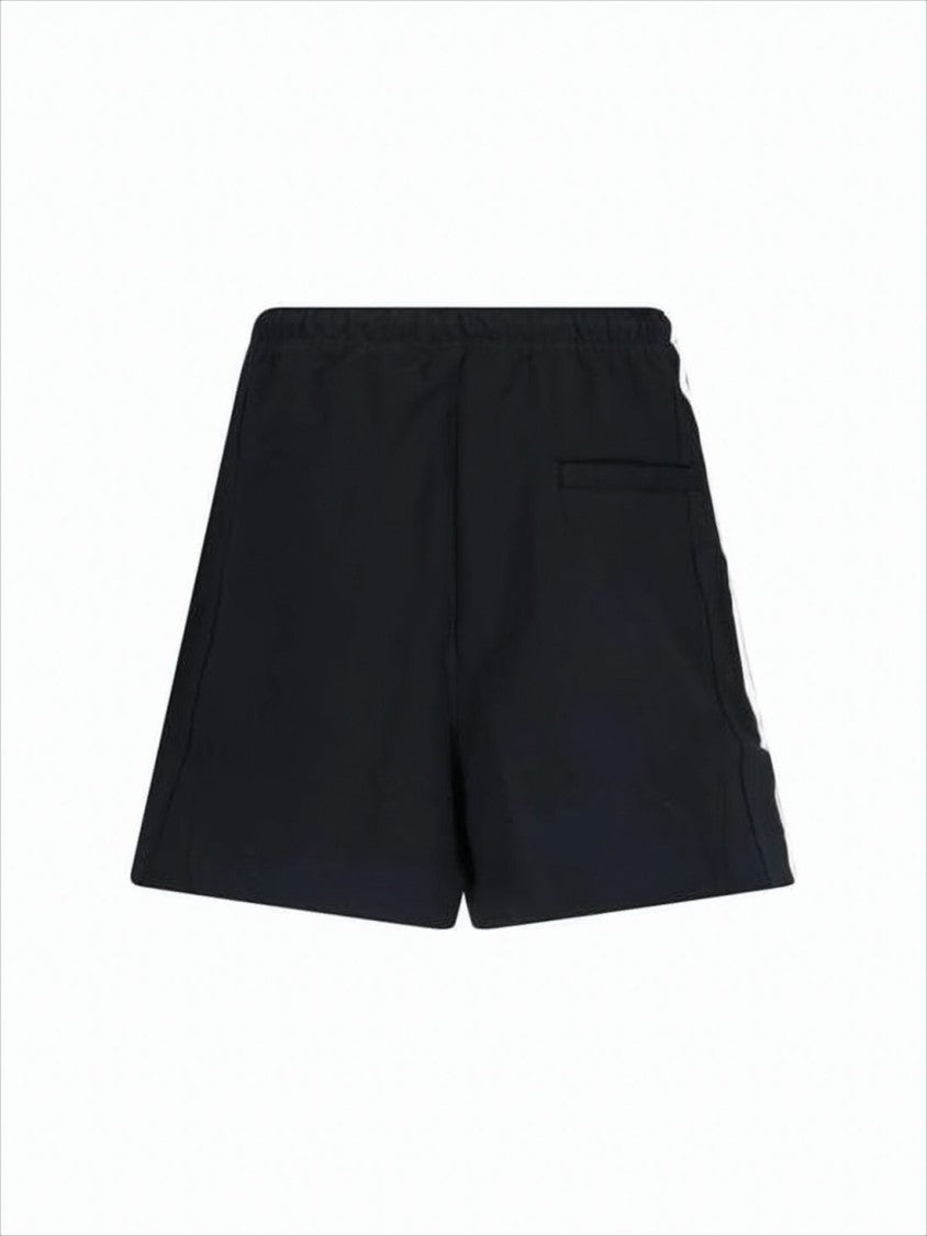 Y-3 Minimalist Black Shorts With Vertical Stripe Detail