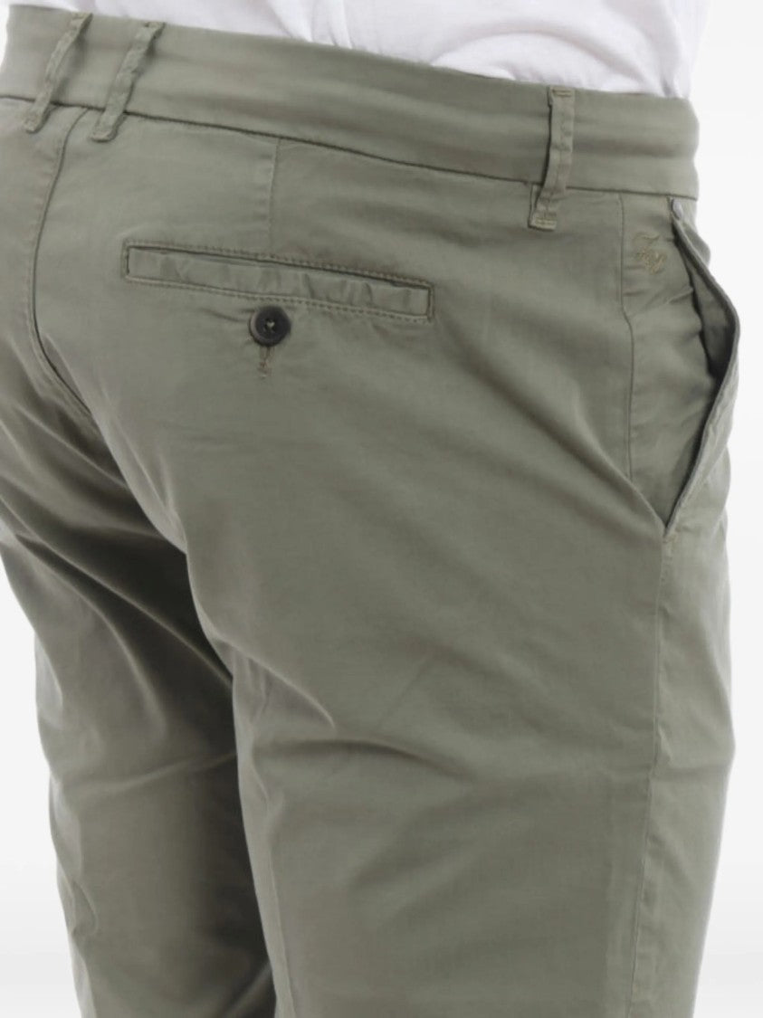 Fay Slim Fit Cropped Green Tapered Pants