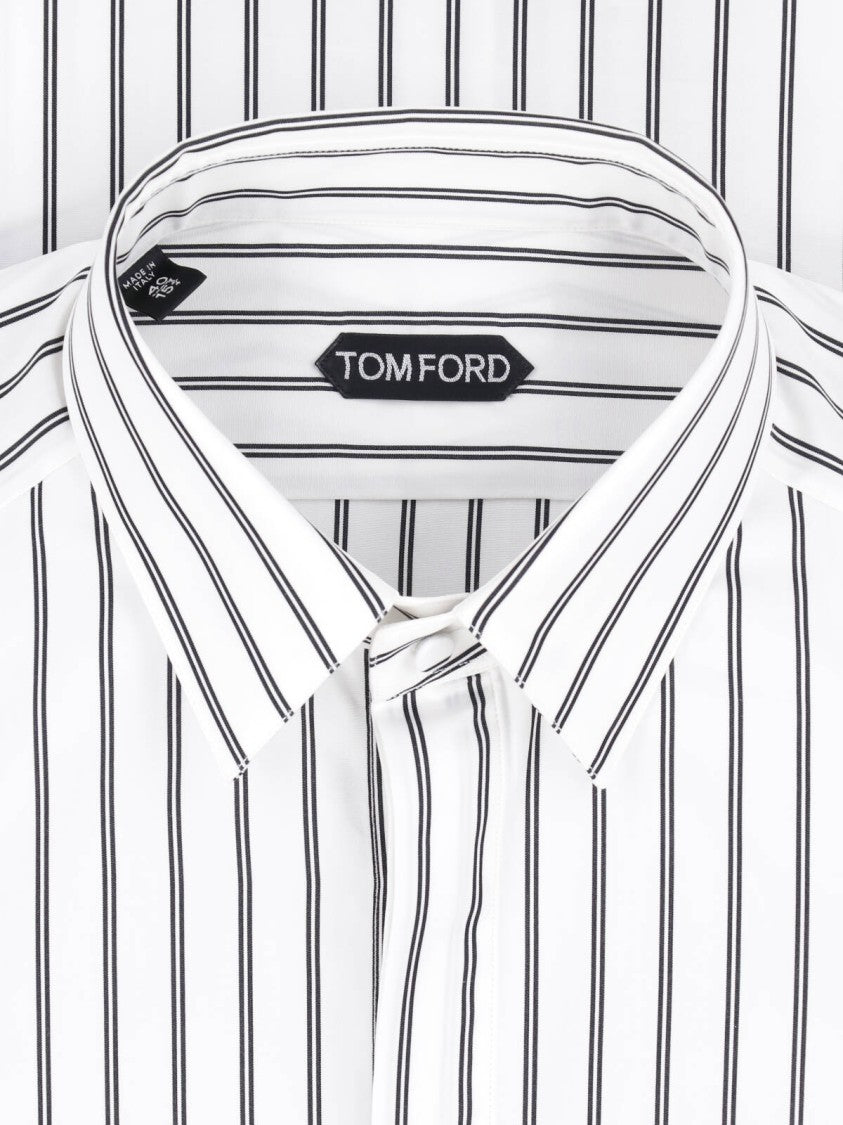 Tom Ford Vertical Striped Casual Shirt With Pointed Collar