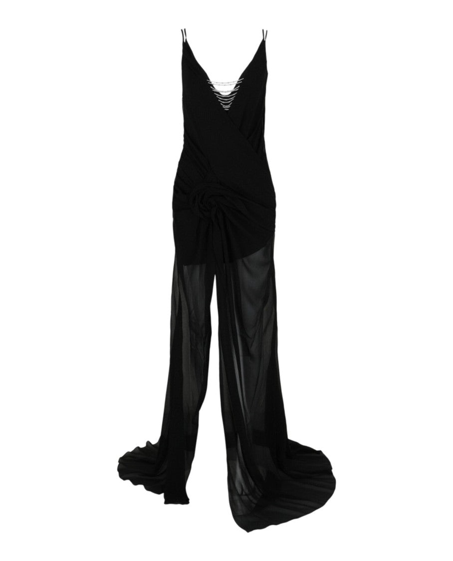 Givenchy Evening Draped Dress In Silk With Pearl Chains