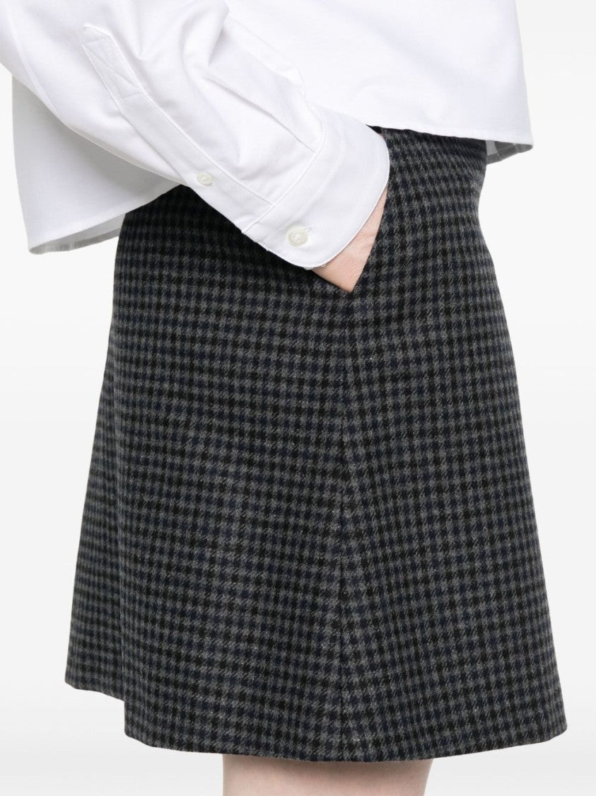 A.P.C. Classic Check Wool Skirt In Dark Anthracite Grey
