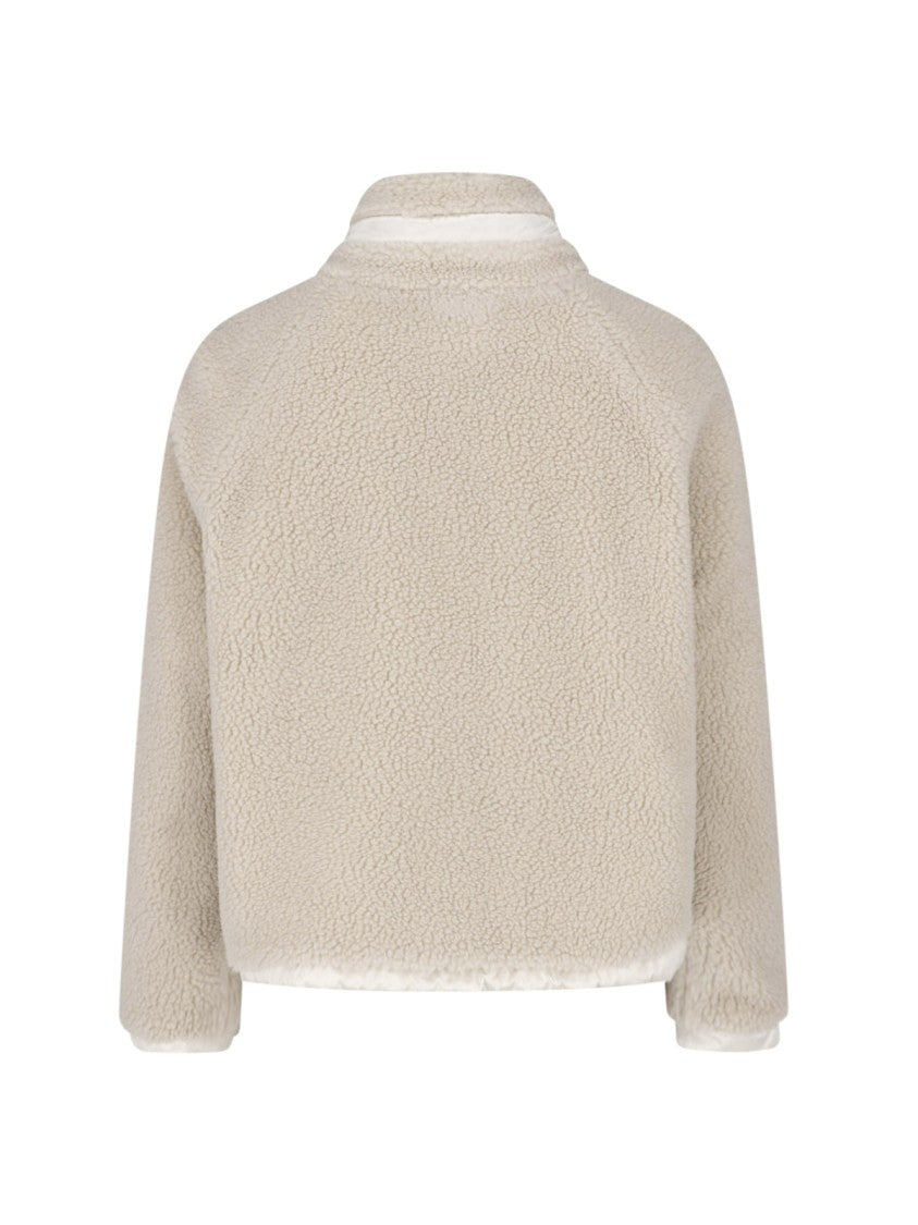 Herno Cream Teddy Reversible High-Neck Jacket