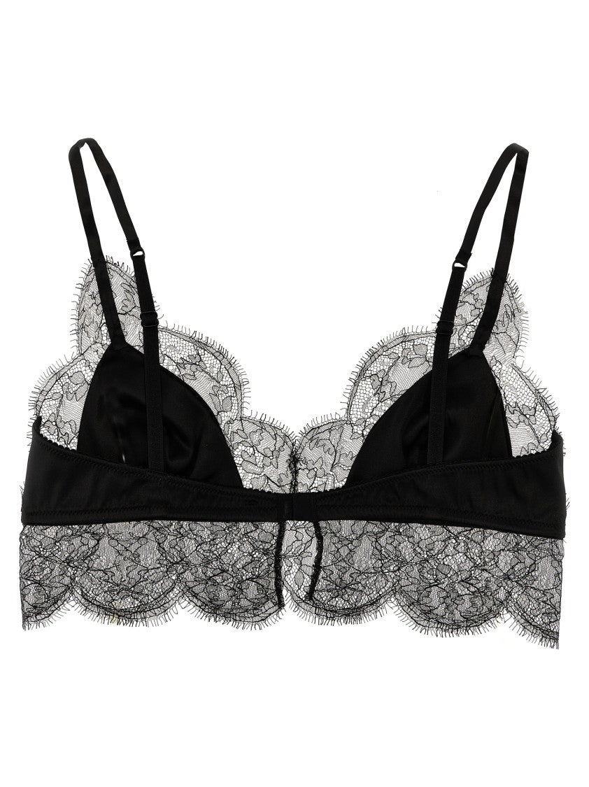Dolce & Gabbana Lace-Detail Satin Bra With Adjustable Straps