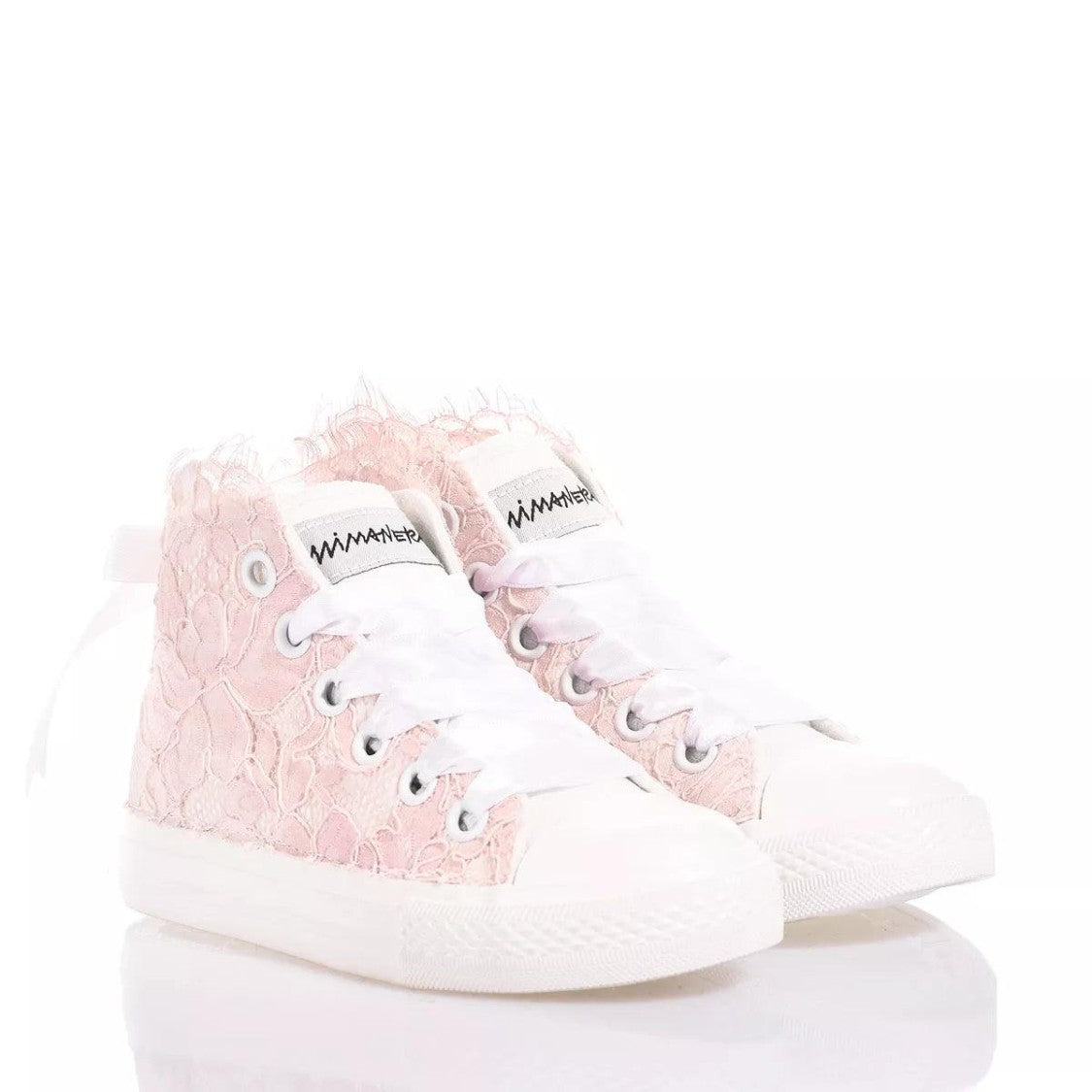 Mimanera Handcrafted High-Top Sneakers With Embroidered Lace