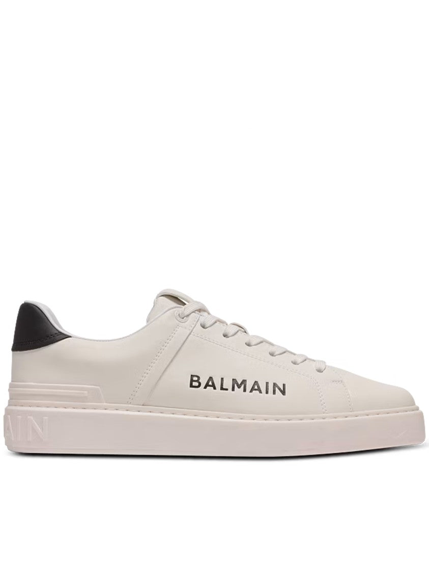 Balmain White Low Top Lace-Up Sneakers