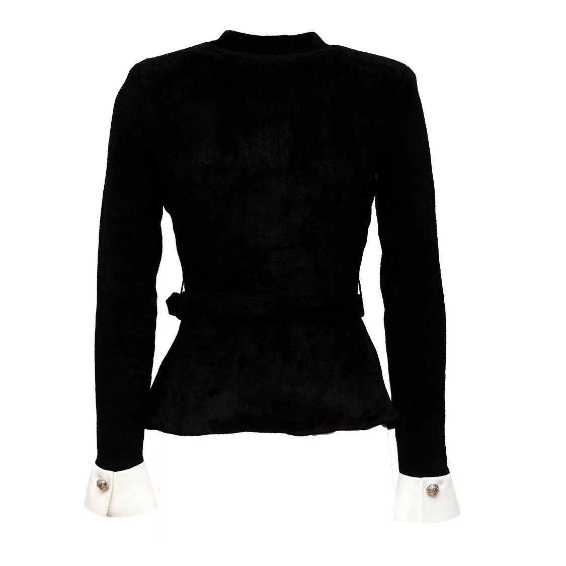 Self-Portrait Black Chenille Knit V-Neck Top
