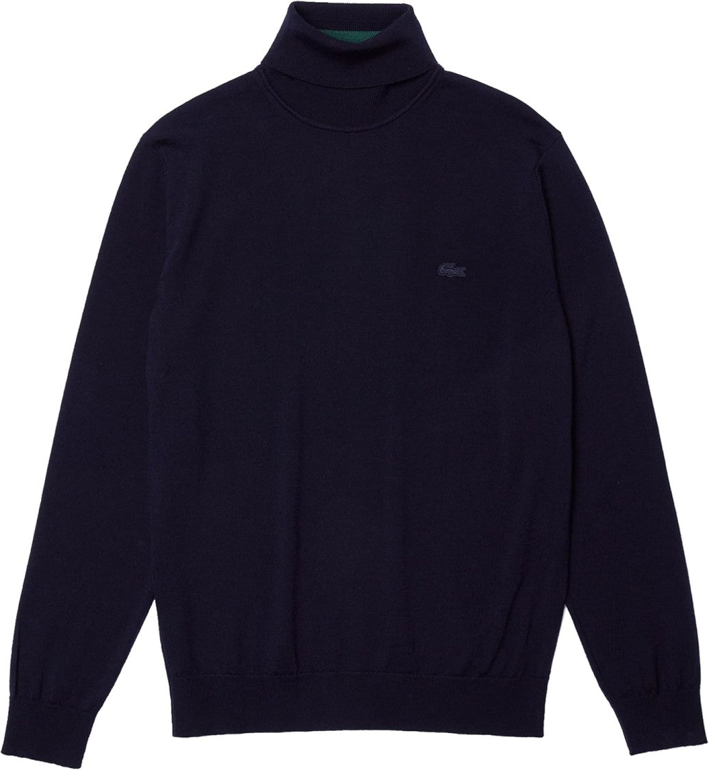 Lacoste High-Neck Sweater In 100% Pure Wool With Minimalist Design