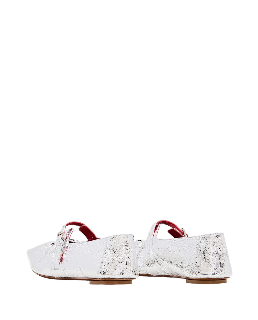 Plan C Pointed Toe Ballerina Flats With Buckle Detail