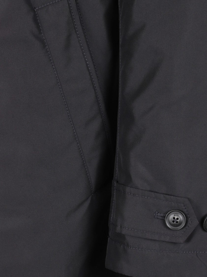 Fay Minimalist Black Coat With Concealed Zipper