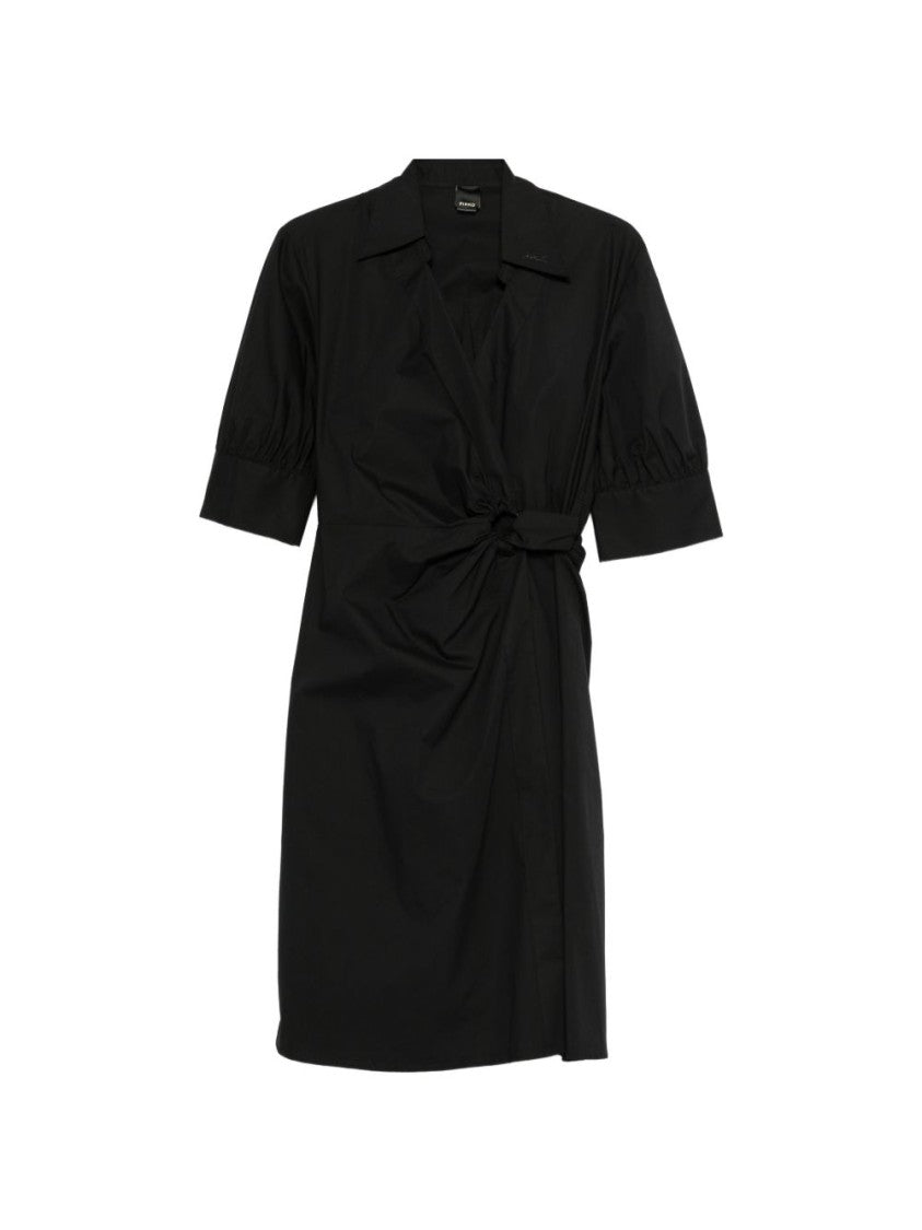 Pinko Black Wrap Style A-Line Day Dress