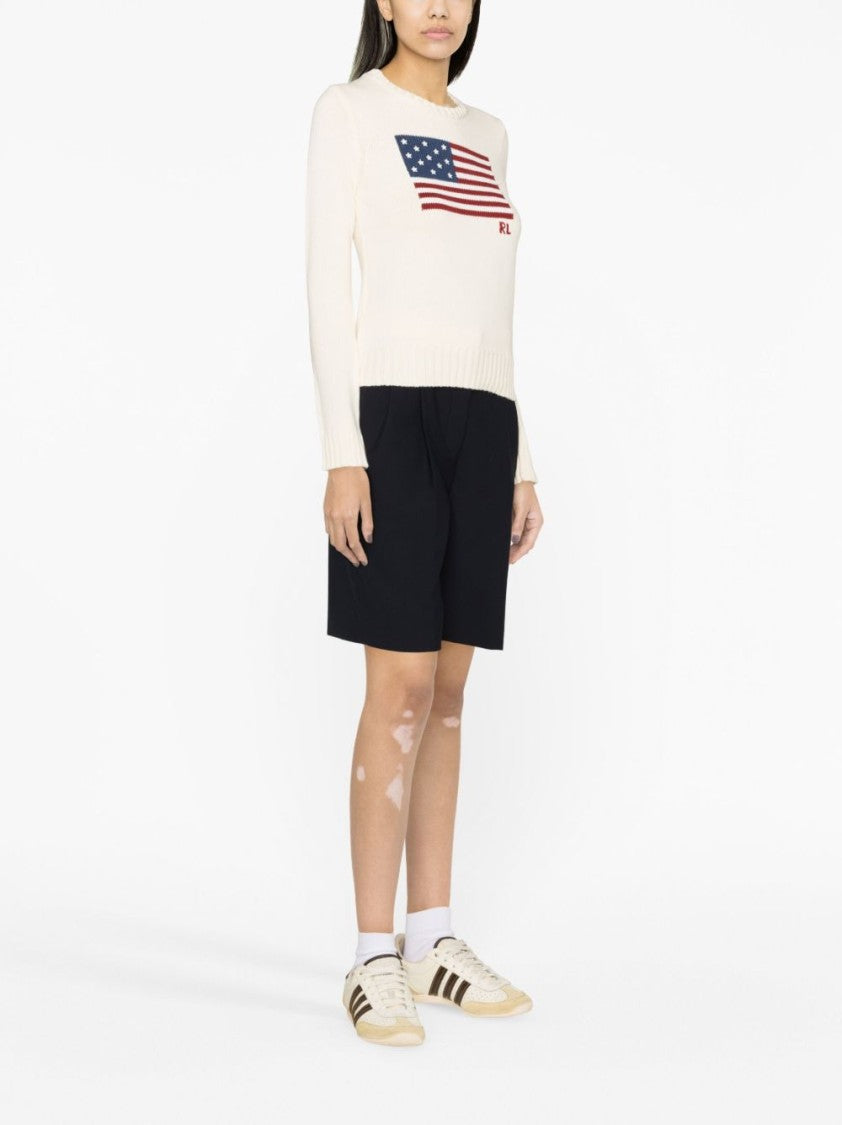 Polo Ralph Lauren Classic Crew Neck Sweater With American Flag Design