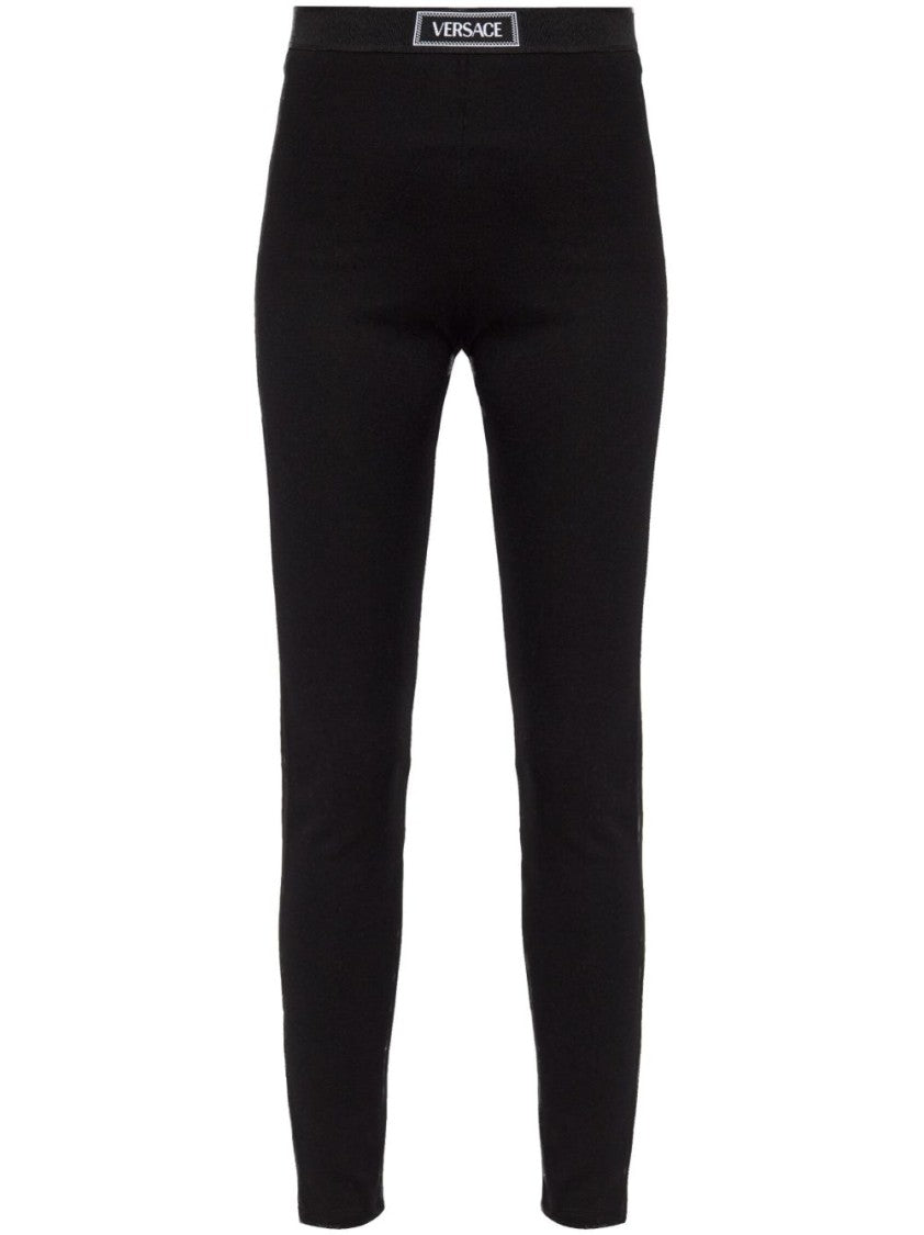 Versace High-Waisted Slim Fit Trousers With Branded Label