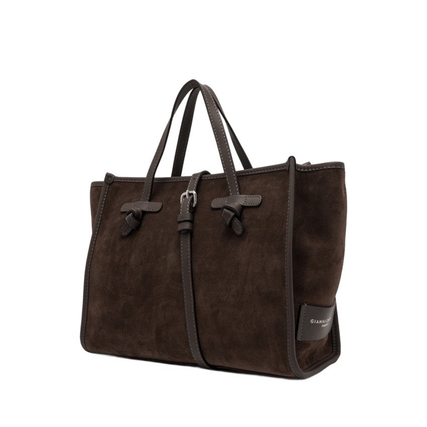 Marcella Structured Suede Handbag With Smooth Leather Accents