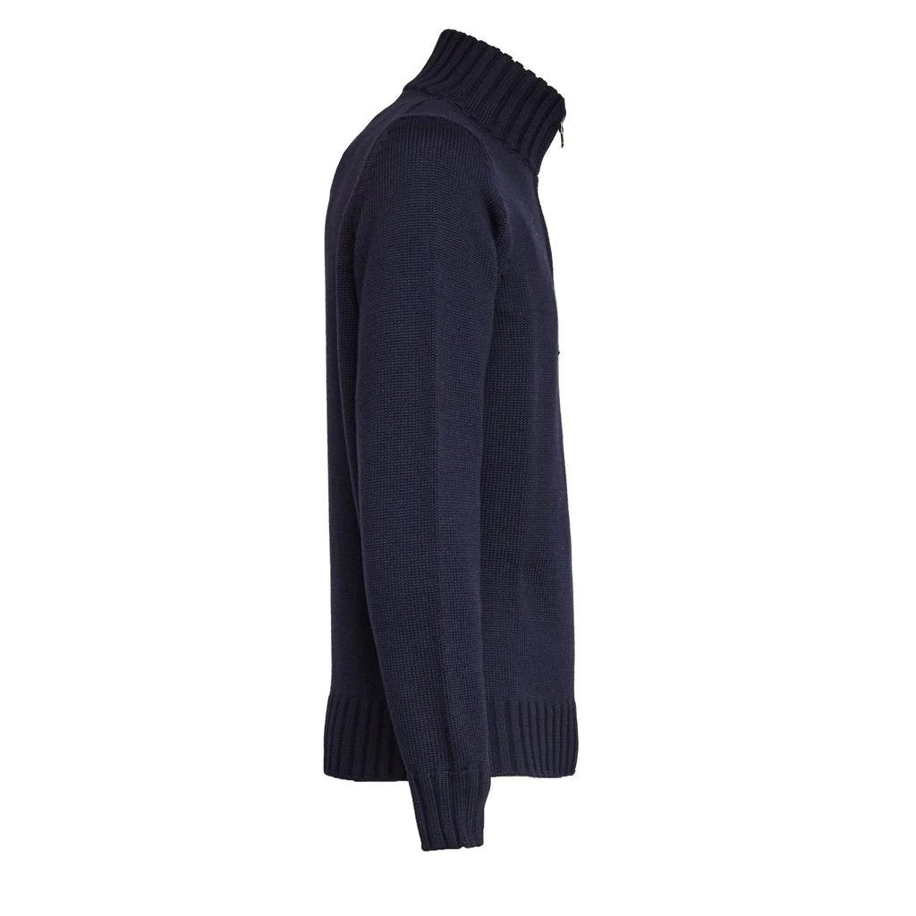 Filippo De Laurentiis Navy Blue Half-Zip Wool Sweater
