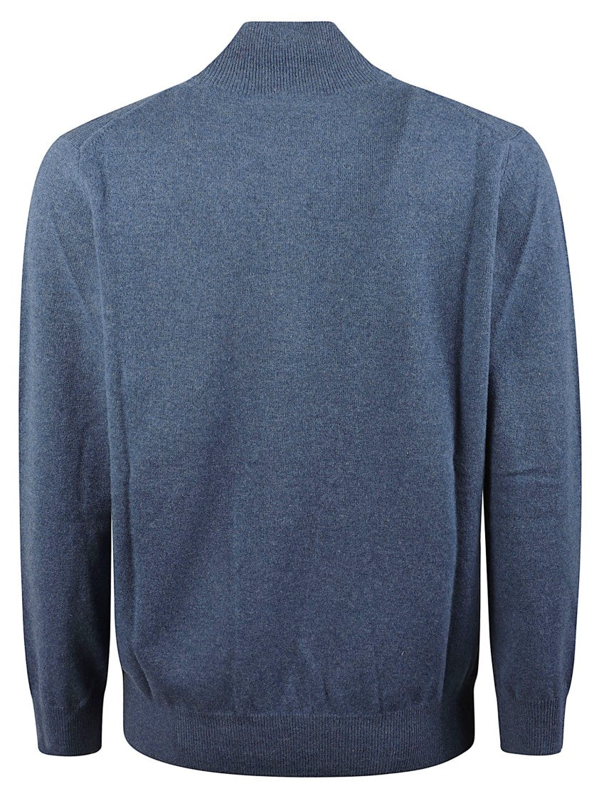 Altea Half-Zip High-Collar Virgin Wool Sweater