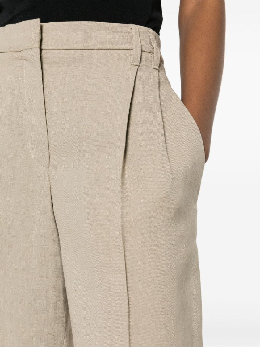 Brunello Cucinelli Cropped Tailored Trousers With Pleated Front