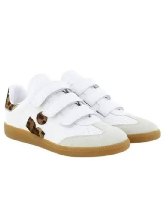 Isabel Marant Low-Top White Leather Sneakers With Suede Overlays