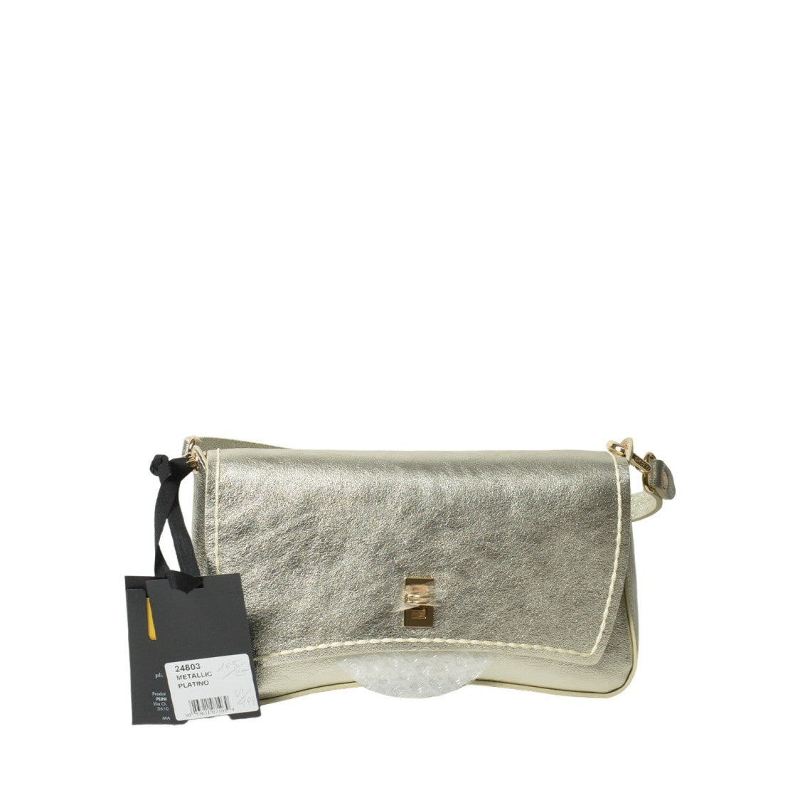 Plinio Visona' Platinum Leather Shoulder Bag