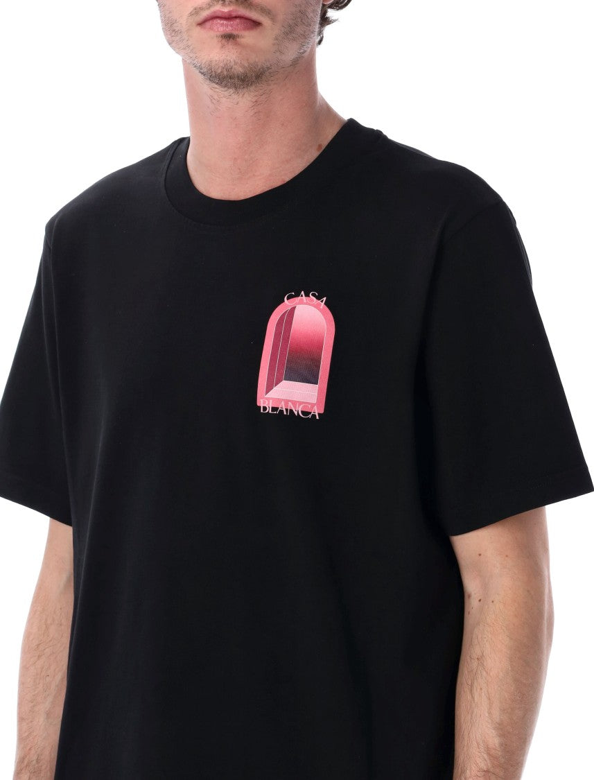 Casablanca L’Arche Printed Pink T-Shirt In Black